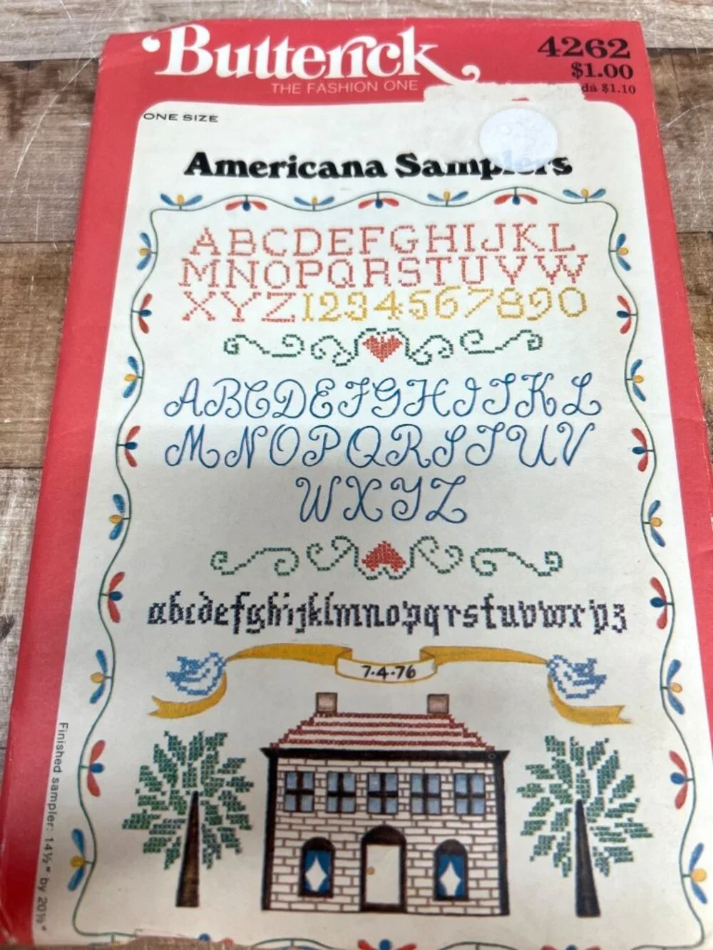 Butterick 4262 Americana Bicentennial Samplers Cross-Stitch Transfer Pattern